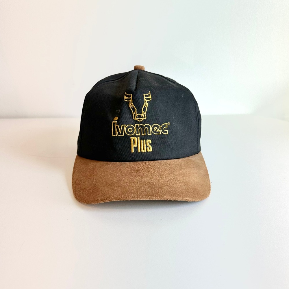Vintage Ivomec Plus Trucker Hat Suede‎ Bill Snapback Agriculture Farm Cap